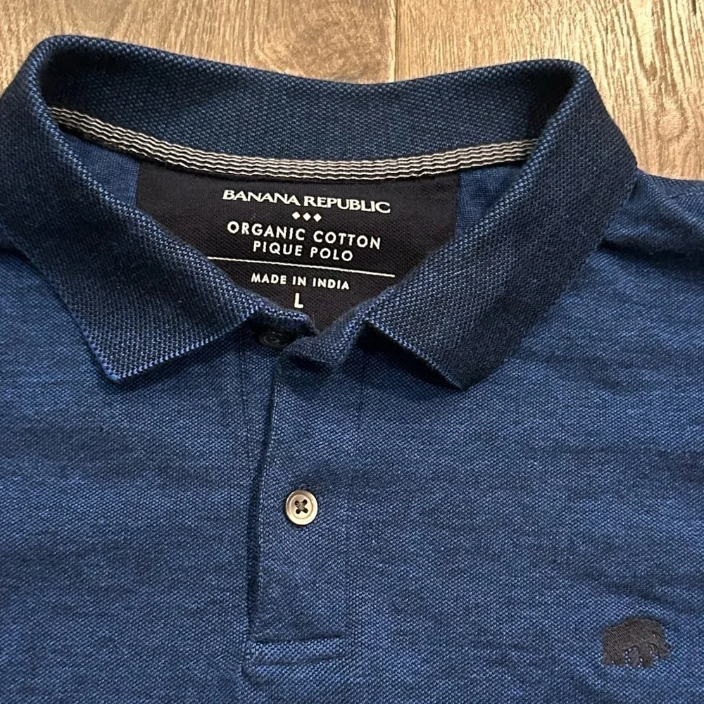 Banana Republic Polo Shirt Organic Cotton Pique Golf Short Sleeved L Royal Blue